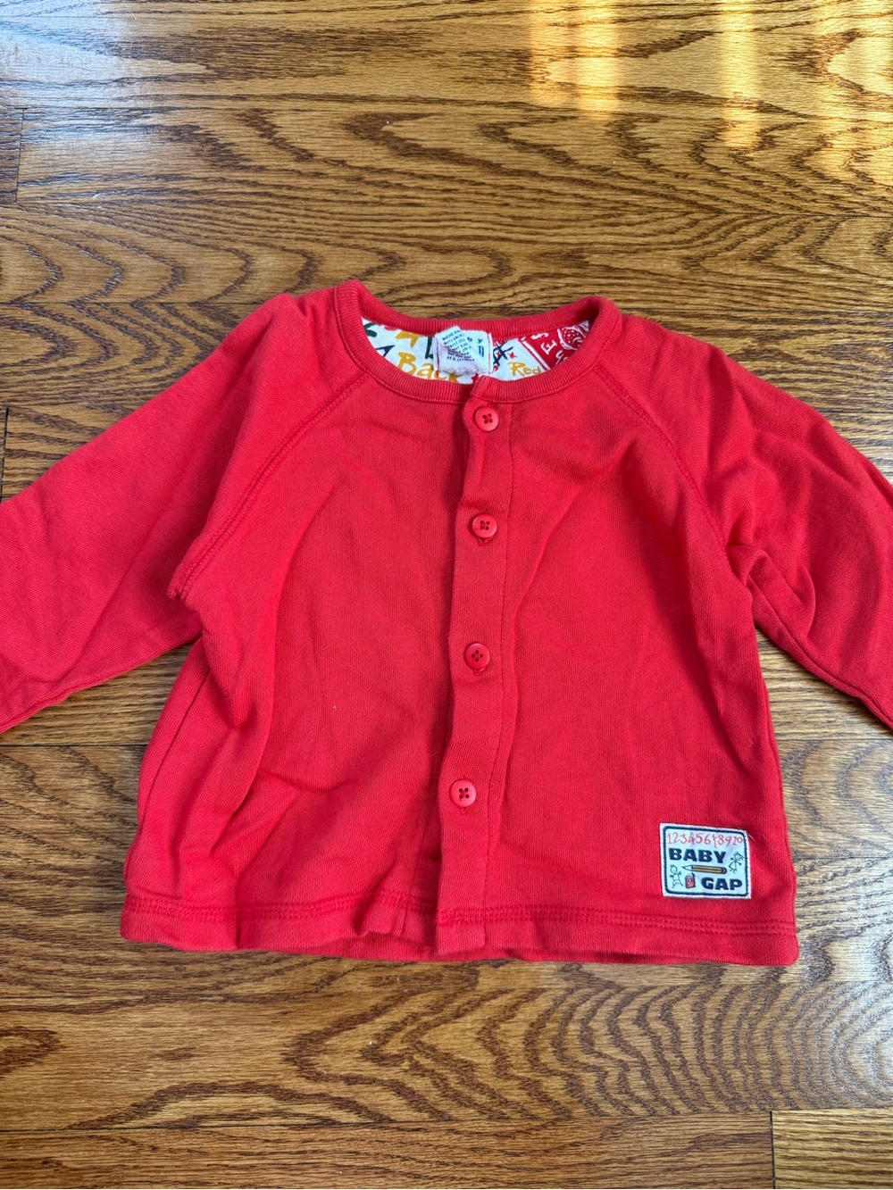 Vintage 90s Baby Gap Back To School Red Button Cardigan Jacket 12-18 Months